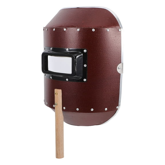 NICEXMAS Dark Brown Handheld Welding Shield with Wood Handle Clear View Face Protector