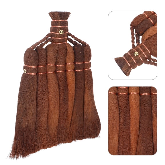 NICEXMAS Palm Fiber Broom Head Brown Handwoven for Outdoor Sweeping Replacement