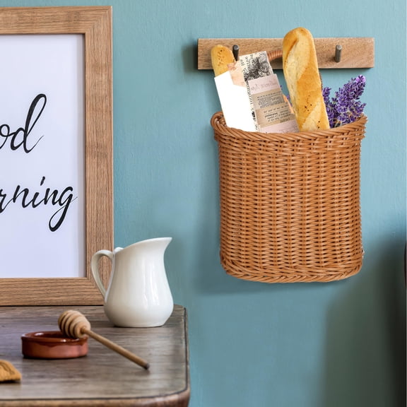 NICEXMAS Nicexmas Brown Rattan Style Plastic Basket for Multifunctional Storage