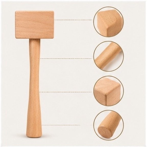NICEXMAS Heavy Duty Wooden Hammer Beige Carpenter Mallet with Premium Wood for Woodworking and Craft Projects