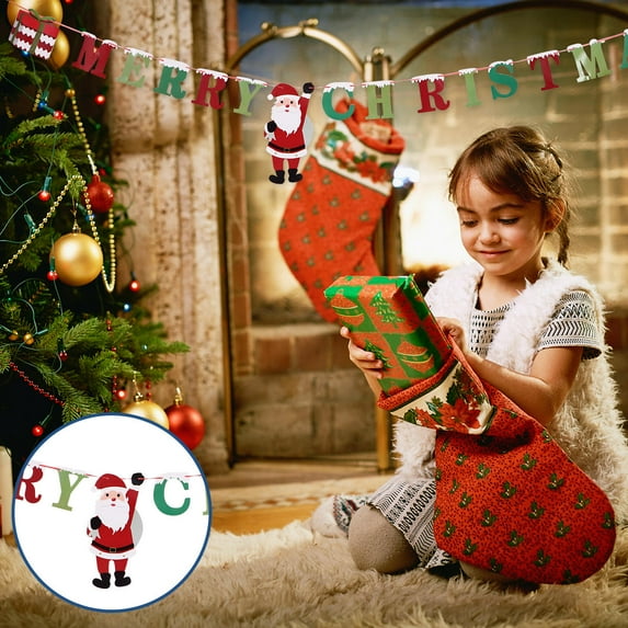 NICEXMAS 2Pcs Christmas Party Banner Paper Decorative Wall Hanging Flags with Festive Theme