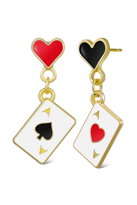 Love Playing Card Earrings for Women, Stylish Jewelry Accessories, 2.80X1.80X1.80CM Unique Design