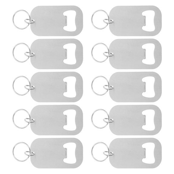 NICEXMAS Keychain Bottle Opener Plated Silver Stainless Steel Multifunctional Beer Opener 10Pcs