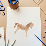 NICEXMAS Khaki Wood Horse Figurine for Mosaic Craft and Unpainted Animal Desktop Ornament