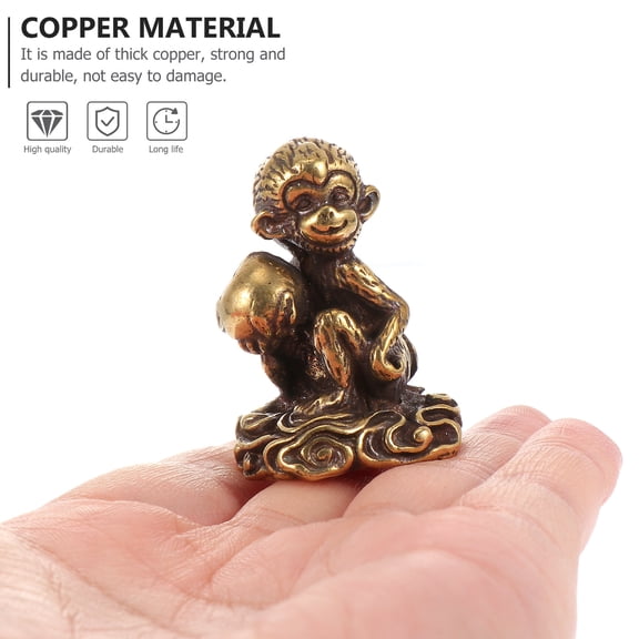 NICEXMAS LOLIPPYY Monkey Figurine Decor Copper Craft Animal Decor Golden 1Pc Home Decor