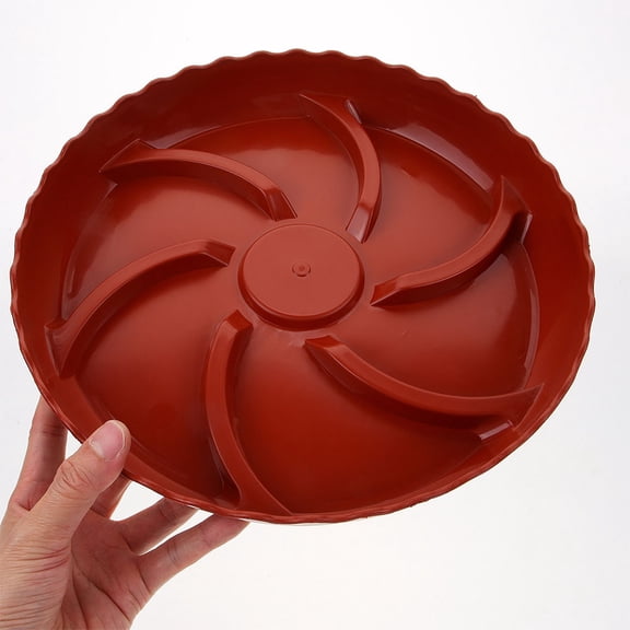 NICEXMAS 2-Pack Red Round Plastic Plant Drip Trays with Wavy Edge and Breathable Design for Indoor and Outdoor Use