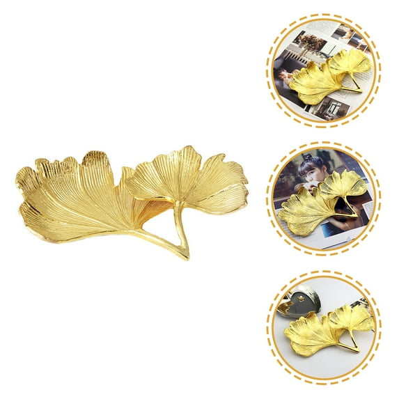NICEXMAS Golden Leaf Tray Jewelry Organizer Tray for Vanity Decor and Jewelry Storage