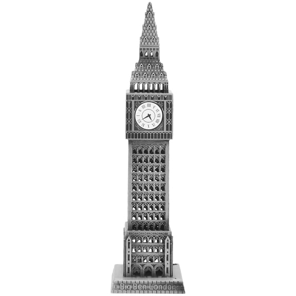 NICEXMAS Grey Metal Building Model Architecture Decor for Elegant Home Ornament