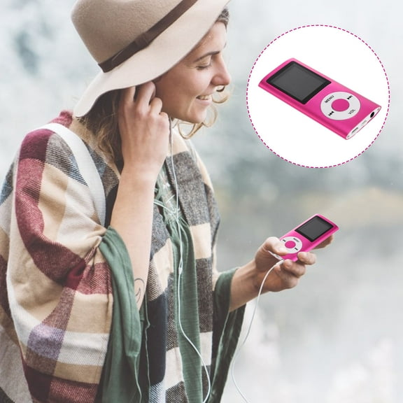 NICEXMAS MP3/MP4 Player Compact Digital Music Video Player Photo Viewer Video and Voice Recorder with Mini USB Port 1.8 Inch Screen (Pink)