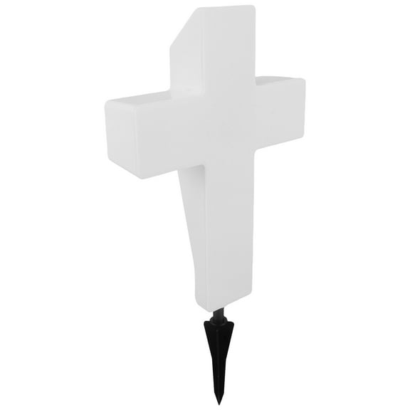 NICEXMAS White Solar LED Cross Light for Cemetery Grave Site Waterproof Plastic Solar Powered Memorial Decoration