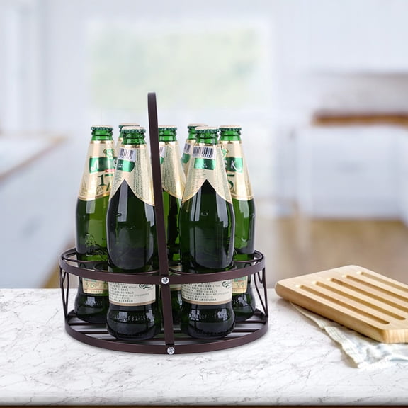 NICEXMAS Metal Beer Basket Coffee Color Beverage Carrier with Handle for Home and Bar Use