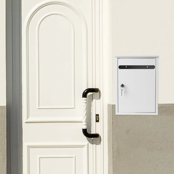 NICEXMAS Locking White Wall Mailbox for Suggestion, Donation, Ballot, and Letter Collection