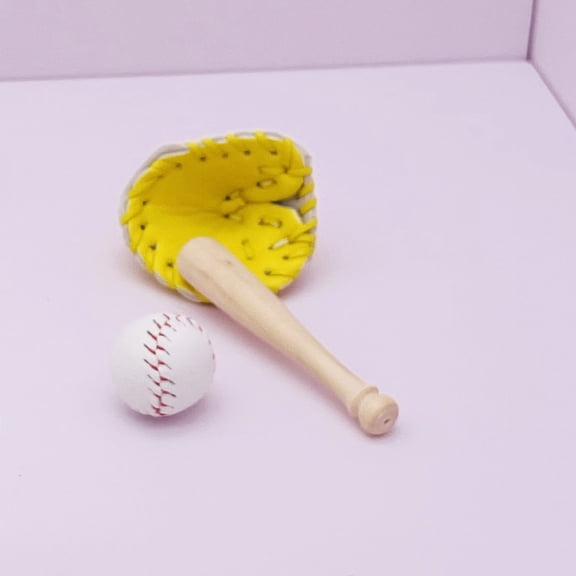 NICEXMAS Dollhouse Mini Baseball Playset Assorted Color 1 Set 2.8x0.5x0.5in