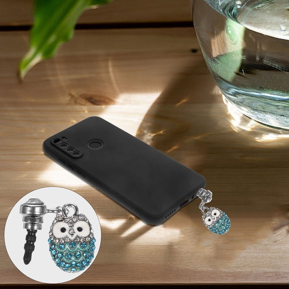 NICEXMAS Owl Decor Dust Plug for Charging Port Alloy Blue 1Pcs