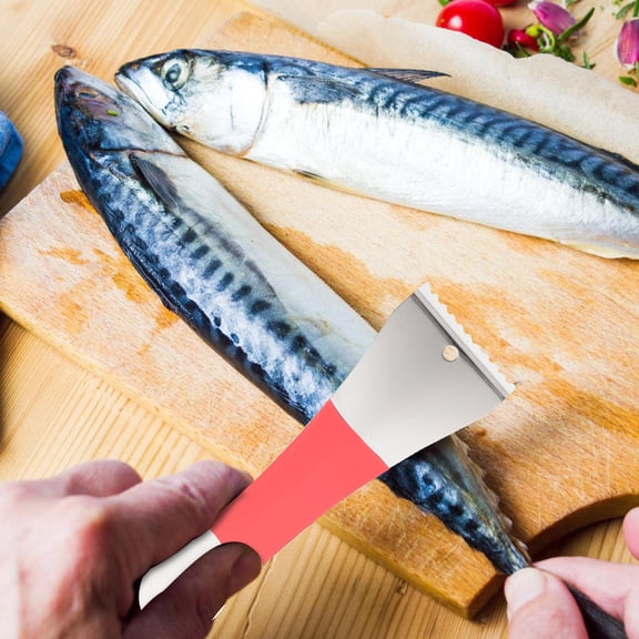 NICEXMAS Metal Fish Scaler Reusable Sharp Blade for Kitchen and Home Plated Silver