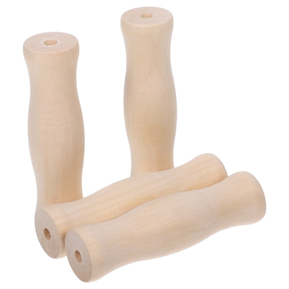 NICEXMAS 4Pcs Bbq Handle Replacement Solid Wood Handles for Grill Tools with Ergonomic Grip Khaki