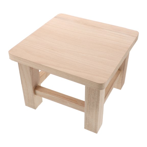 NICEXMAS Natural Solid Wood Household Low Stool Light Brown Square Bench for Entryway Seating