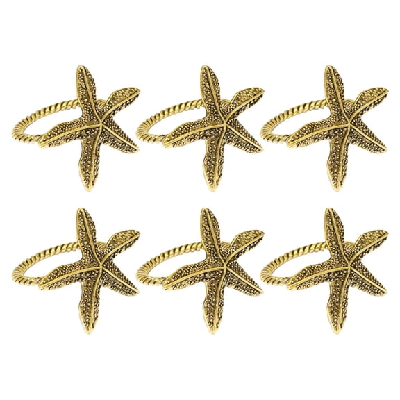 NICEXMAS 6Pcs Vintage Golden Alloy Napkin Rings Elegant Decorative Holders for Wedding and Dinner