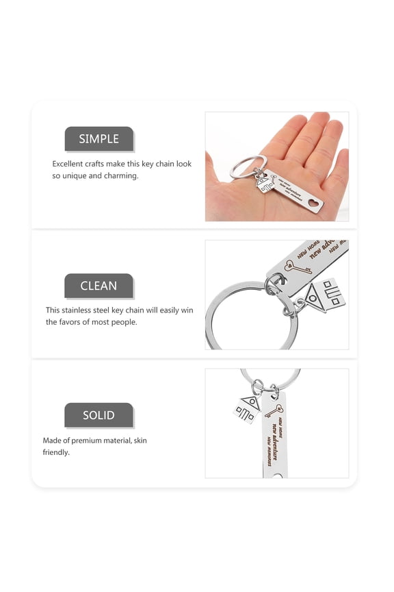 New Home Keychain House Shape Pendant Stainless Steel 1Set for Friends and Family