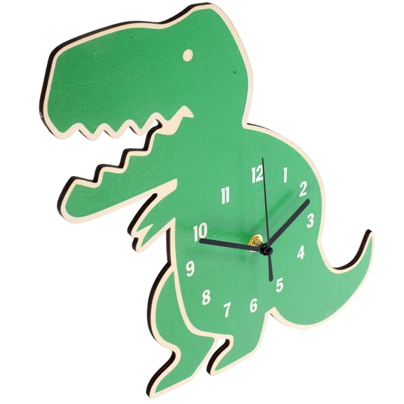 NICEXMAS Basswood Dinosaur Wall Clock Silent Mute Movement Decorative Timepiece for Living Room Home Decor