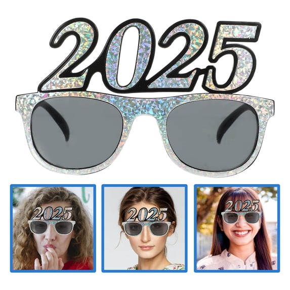 NICEXMAS Number Eyeglasses Silver Pc New Year Party Decorations Fun Photo Props