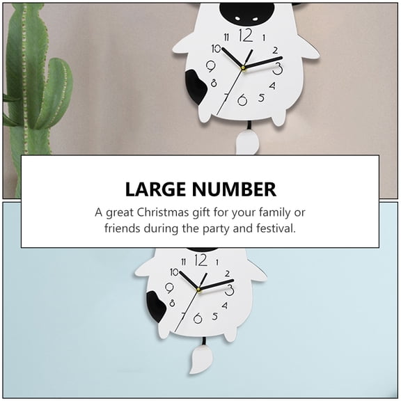 NICEXMAS Cow Shaped Acrylic Wall Clock Novelty Decorative Bedroom Clock 1 Pc Unique Home Decor