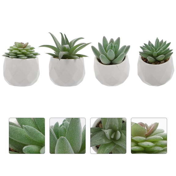 NICEXMAS Nicexmas Olive Green Fake Bonsai for Desktop Decor in Ceramic Pots 4Pcs