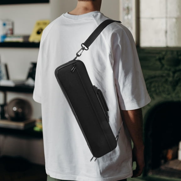 NICEXMAS Musical Instrument Flute Case in Black with Handle and Shoulder Strap for Easy Carrying