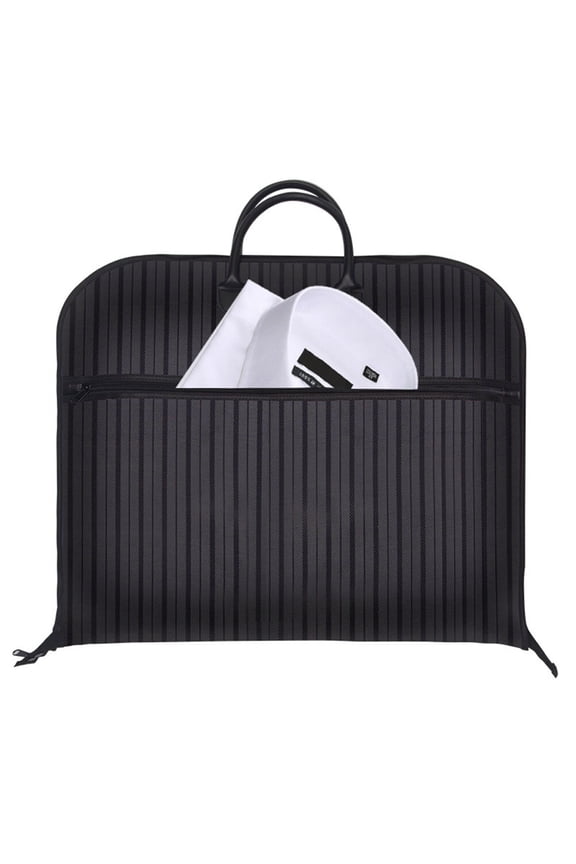 Oxford Cloth Suit Cover Striped Suit Coat Bag Clothing Storage Bag Breathable Garment Suit Cover Clothes Dress Carrier Bag with Zipper and Handle (Black)