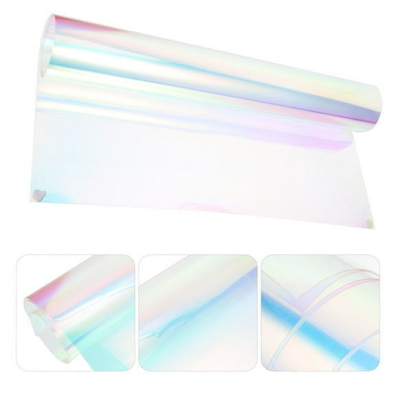 NICEXMAS PVC Fabric for DIY Projects Iridescent Hologram Fabric Transparent Holographic Film for Home Activities 1Pack