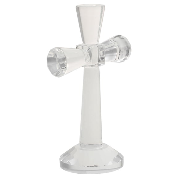 NICEXMAS Home Decor Crystal Cross Figurine White Crystal Table Decoration 1Pack