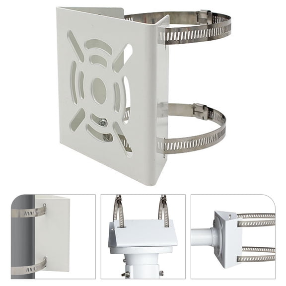 NICEXMAS Camera Pole Mount Bracket in Light Grey Alloy for Vertical Pole Installation Easy to Use