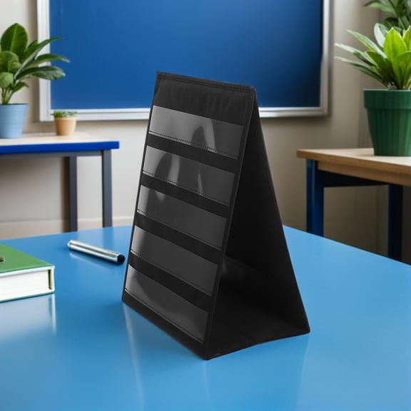 NICEXMAS Portable Double-Sided Pocket Chart Stand in Black, Desktop Educational Organizer for Classroom and Home Learning