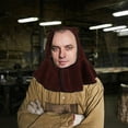 thumbnail image 1 of NICEXMAS Professional Welding Hood Brown Cowhide Material Flame-Resistant Comfortable, 1 of 8