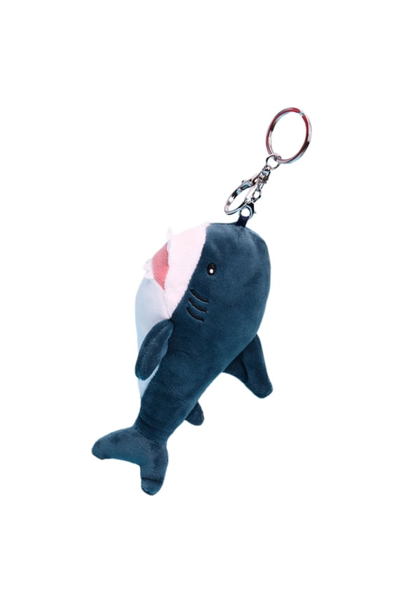 Dark Blue Plush Shark Key Pendant with Zinc Alloy Material for Stylish Bag and Key Decor