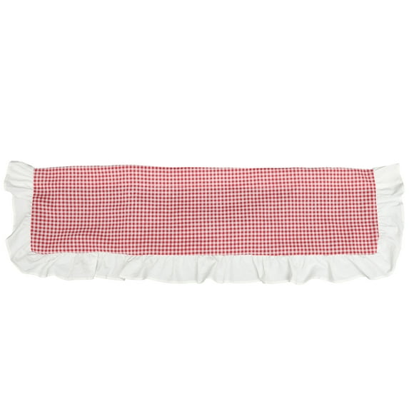 NICEXMAS Nicexmas Red Check Plaid Polyester Valance for Kitchen with Rustic Style