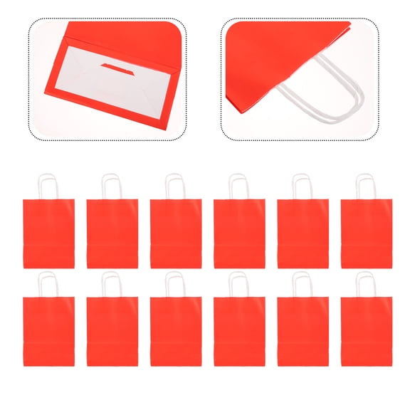 NICEXMAS Red Kraft Paper Bags 25Pack for Thanksgiving Candy Storage and Party Favors