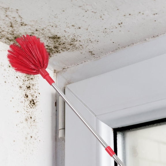 NICEXMAS Red Stiff Bristle Duster with Long Pole for Ceiling Fan and Outdoor Cobweb Removal