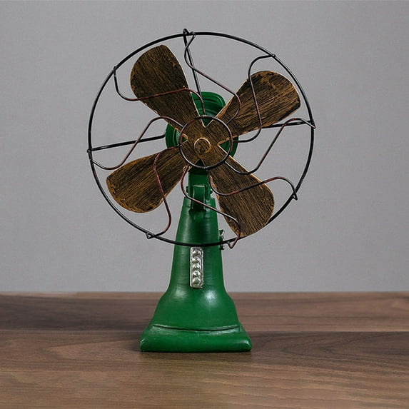 NICEXMAS Retro Green Resin Desk Fan Ornament Vintage Style Tabletop Home Decor