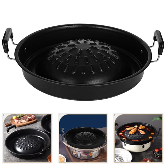 NICEXMAS Reusable Barbecue Pan Grilling Tray Black 1Set for Outdoor Events