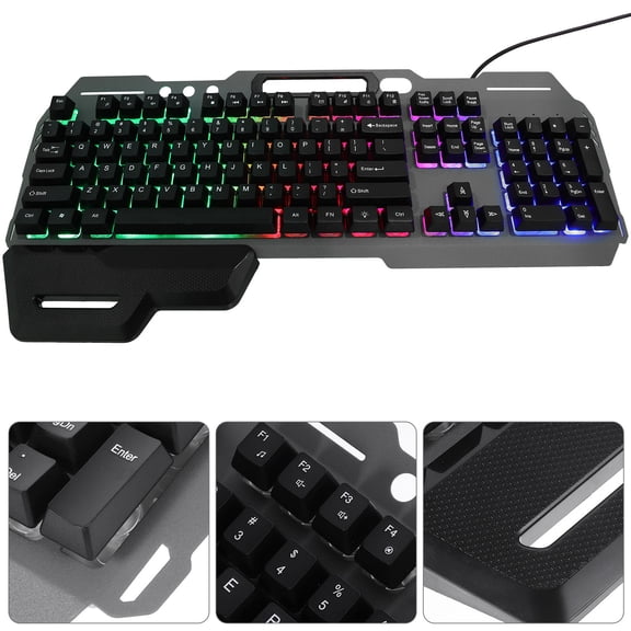 NICEXMAS Full Size Wired USB Keyboard 104 Keys Silent Water Resistant for Gaming and Office Use Black