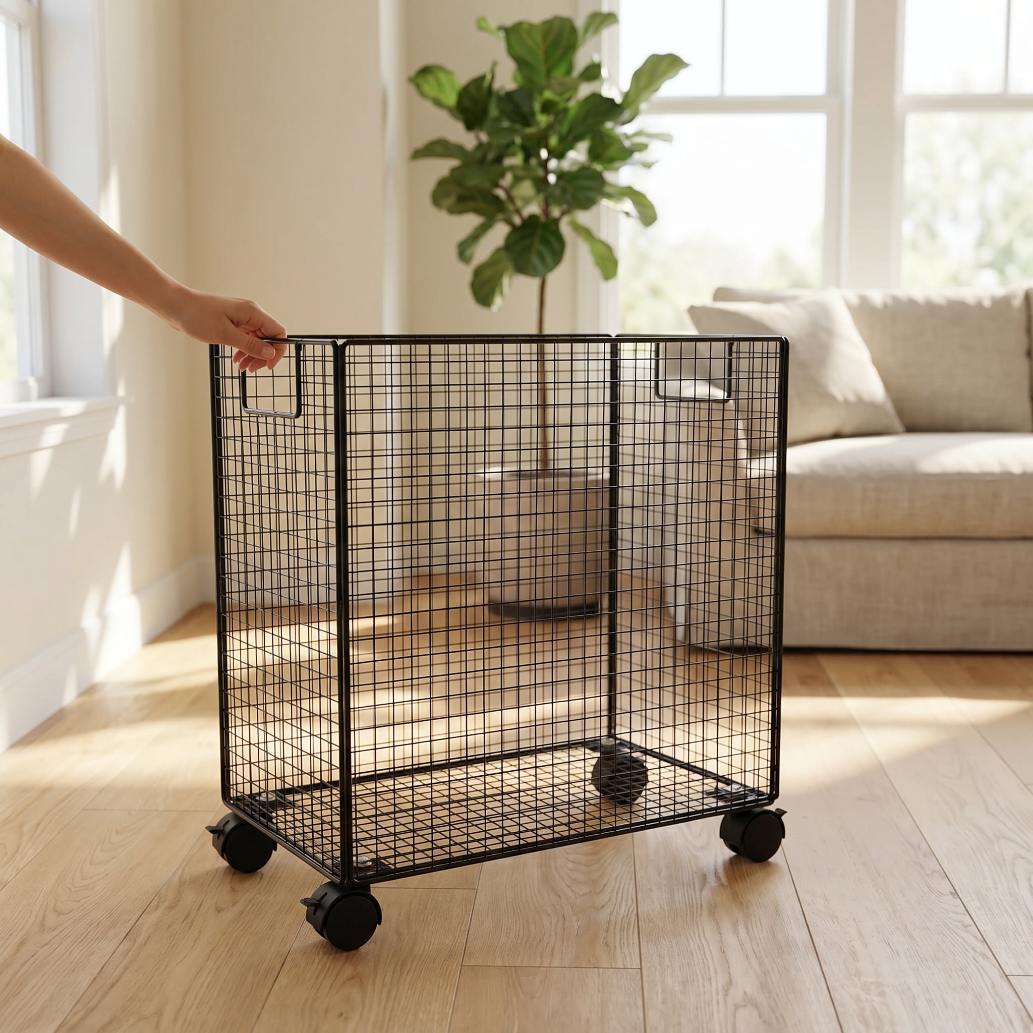 NICEXMAS Black Rolling Yoga Mat Storage Basket, Mobile Home Gym ...