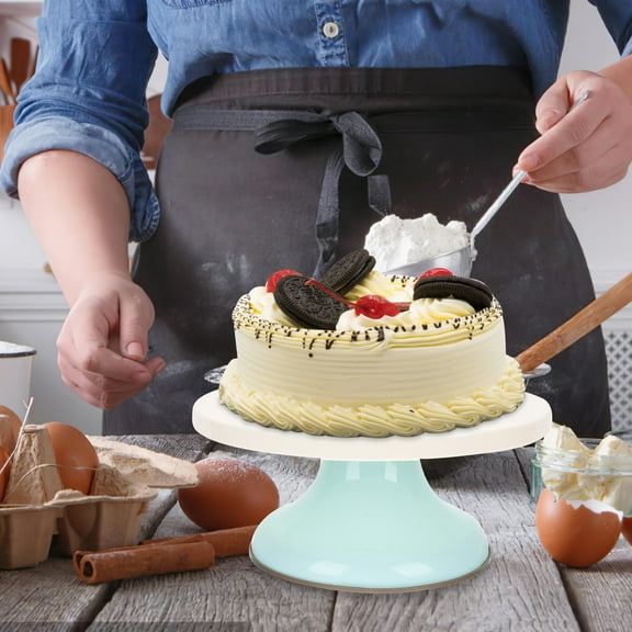 NICEXMAS White Plastic Dessert Turntable with Non- Base, 1-Piece Cake Decorating Tool Display and Baking