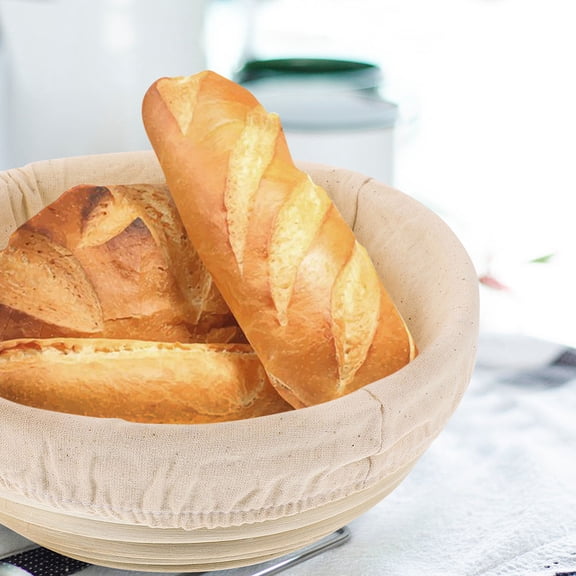 NICEXMAS Handmade Woven Bread Basket for Baking Artisan and Sourdough Loaves with Removable Linen Liner