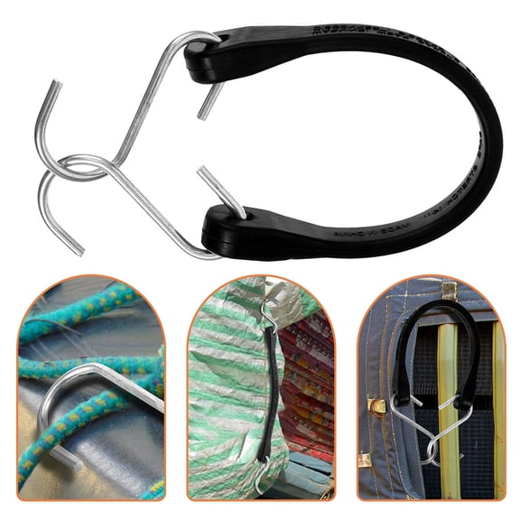NICEXMAS Heavy Duty Tarp Strap for Leaf and Yard Waste Rubber Bungee Cord with Hooks Black 1Set