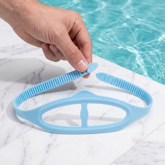 NICEXMAS Silicone Swimming Goggles Strap Sky Blue Soft Adjustable Band for Competitive and Leisure Use