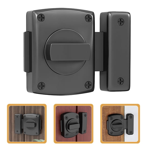 NICEXMAS Black Slide Door Lock with Zinc Alloy Latch for Bathroom Stall and Inside Door Privacy