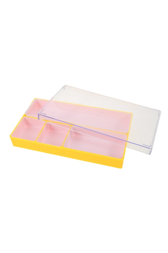 Yellow Watch Organizer Box Small Plastic Storage Tray with Lid for Watch Repair and Parts