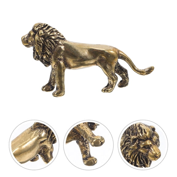 NICEXMAS Fine Workmanship Golden Brass Lion Figurine for Home and Office Display