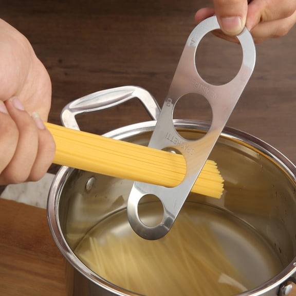 NICEXMAS Stainless Steel Spaghetti Portion Control Tool with 4 Hole Sizes for Precise Pasta Measurement and Cooking
